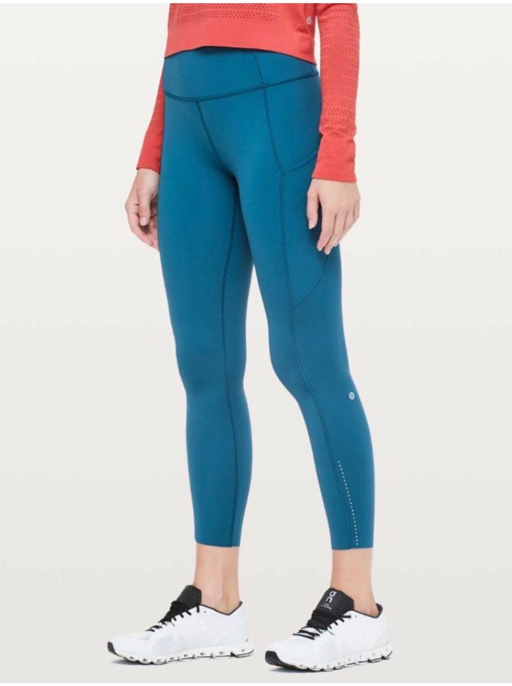 Lululemon Leggings Womens 10 Fast & Free 7/8 Tight II Nulux 25" Carbon Blue Run